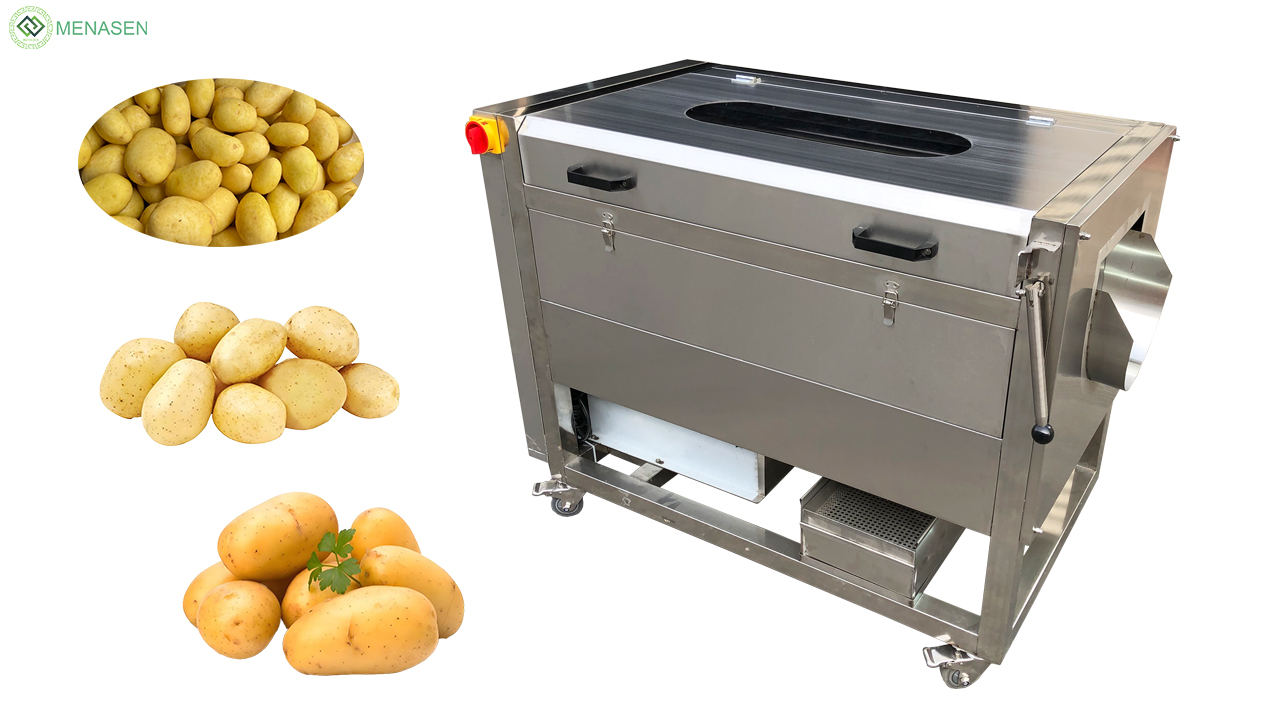 MNS-QP800 MNS-QP1000 Brush Roller Washing Peeling Machine For Potato Carrot