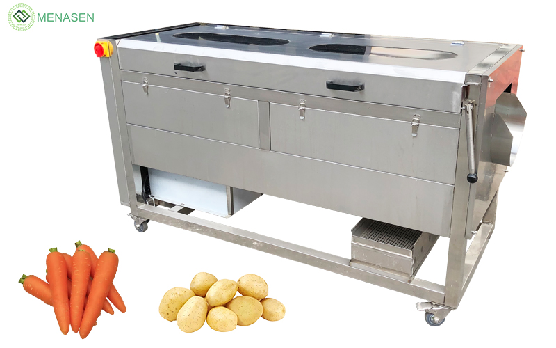 MNS-QP800 MNS-QP1000 Brush Roller Washing Peeling Machine For Potato Carrot